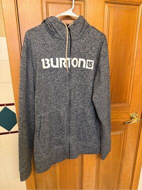 Burton Heather Gray Zip-Up Hoodie with White Logo